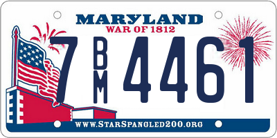 MD license plate 7BM4461