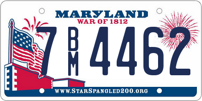 MD license plate 7BM4462