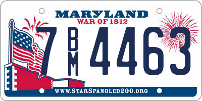 MD license plate 7BM4463