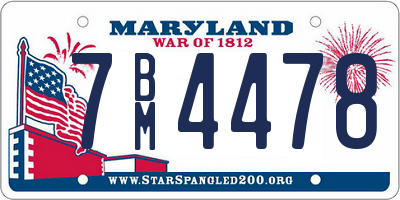 MD license plate 7BM4478