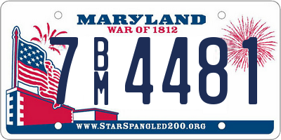 MD license plate 7BM4481