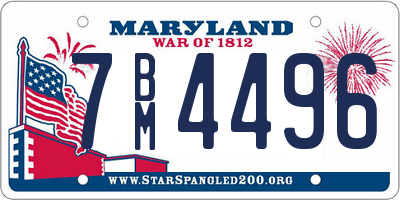 MD license plate 7BM4496