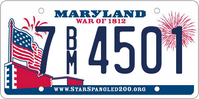 MD license plate 7BM4501