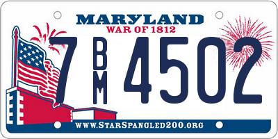 MD license plate 7BM4502