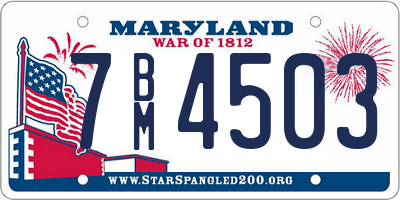 MD license plate 7BM4503