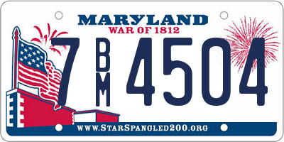 MD license plate 7BM4504