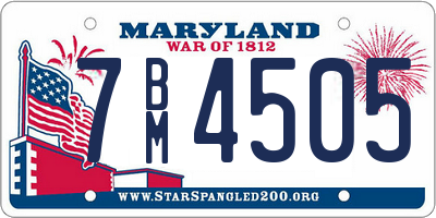 MD license plate 7BM4505