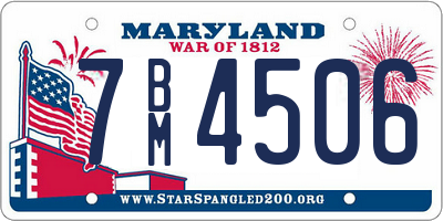 MD license plate 7BM4506