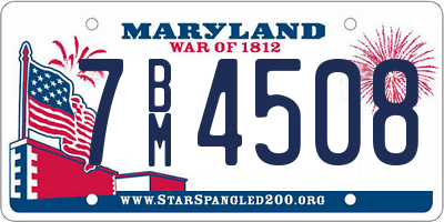 MD license plate 7BM4508