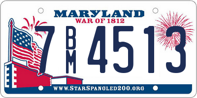 MD license plate 7BM4513