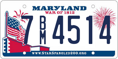 MD license plate 7BM4514