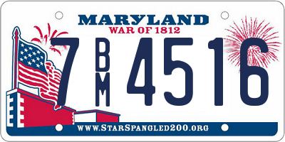 MD license plate 7BM4516