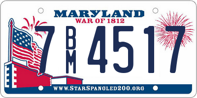 MD license plate 7BM4517