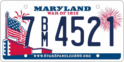 MD license plate 7BM4521