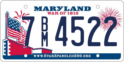 MD license plate 7BM4522