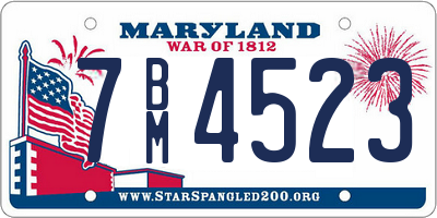 MD license plate 7BM4523