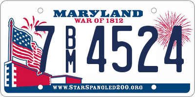 MD license plate 7BM4524