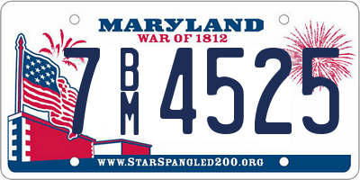 MD license plate 7BM4525