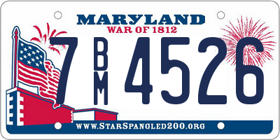 MD license plate 7BM4526