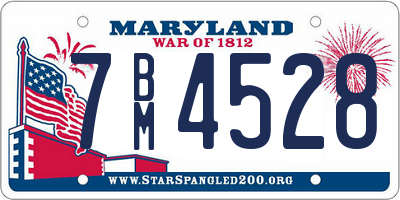 MD license plate 7BM4528