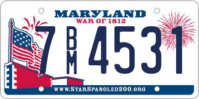 MD license plate 7BM4531