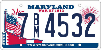 MD license plate 7BM4532