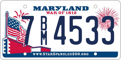 MD license plate 7BM4533