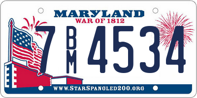 MD license plate 7BM4534