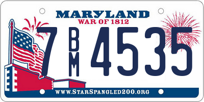 MD license plate 7BM4535