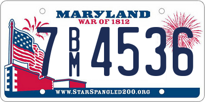 MD license plate 7BM4536