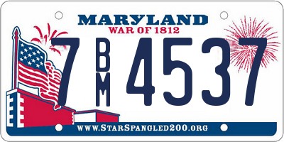 MD license plate 7BM4537