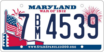 MD license plate 7BM4539