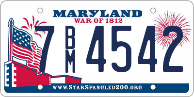 MD license plate 7BM4542