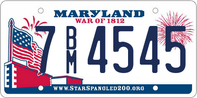 MD license plate 7BM4545