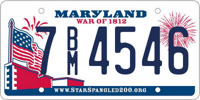 MD license plate 7BM4546