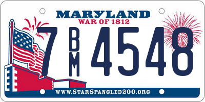 MD license plate 7BM4548