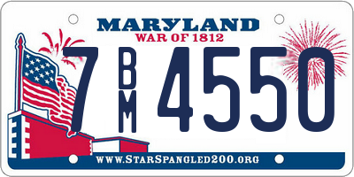 MD license plate 7BM4550