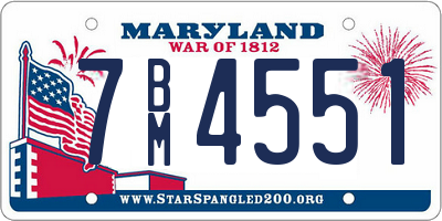 MD license plate 7BM4551