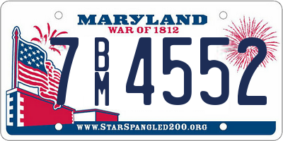 MD license plate 7BM4552