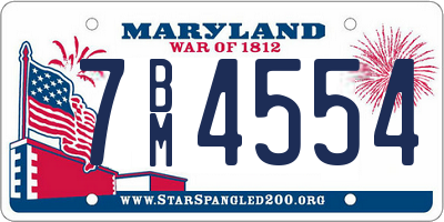 MD license plate 7BM4554