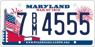 MD license plate 7BM4555