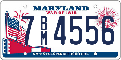 MD license plate 7BM4556