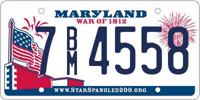 MD license plate 7BM4558