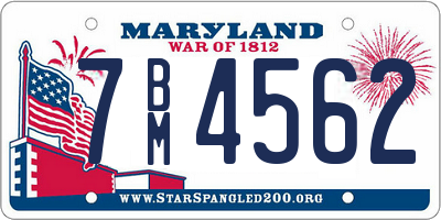 MD license plate 7BM4562