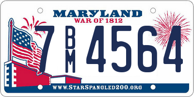 MD license plate 7BM4564