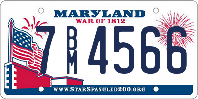 MD license plate 7BM4566