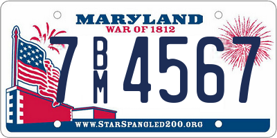 MD license plate 7BM4567