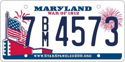 MD license plate 7BM4573