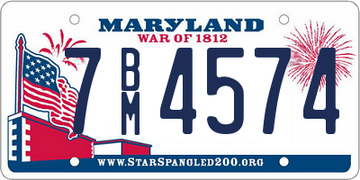 MD license plate 7BM4574