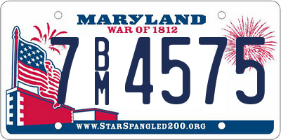 MD license plate 7BM4575